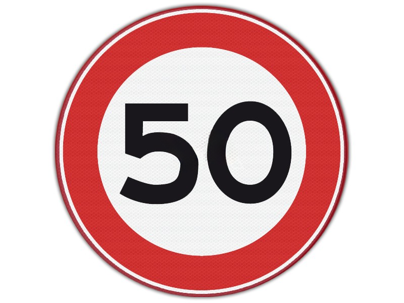 Verkeersbord RVV A01-50 - Maximumsnelheid 50 km | Ø 60 cm