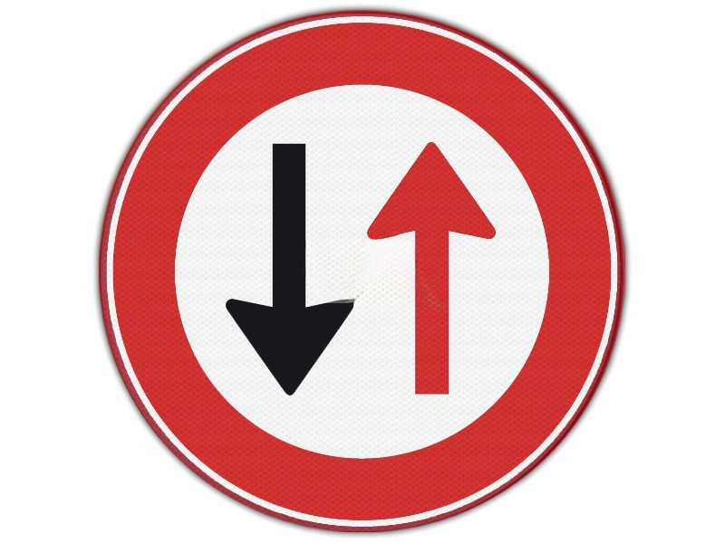 Verkeersbord RVV F05 - Voorrang verlenen aan tegemoetkomend verkeer