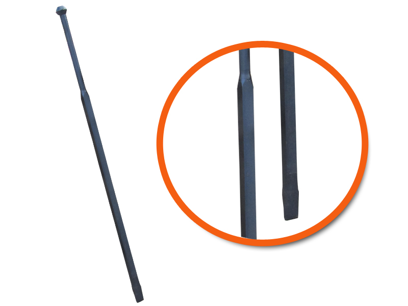 Stootijzer rond 28mm met beitel 100cm vierkant