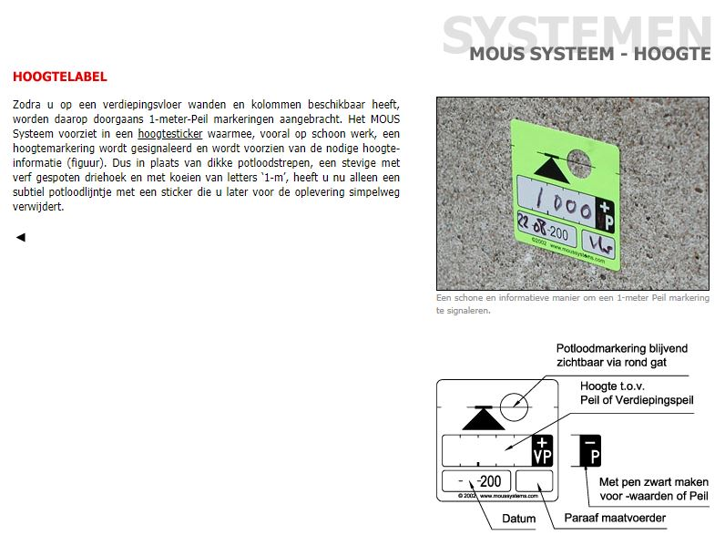 Mous hoogte/peil sticker 1270