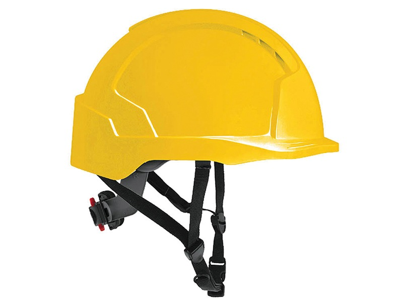 Veiligheidshelm met kinband en verkorte klep