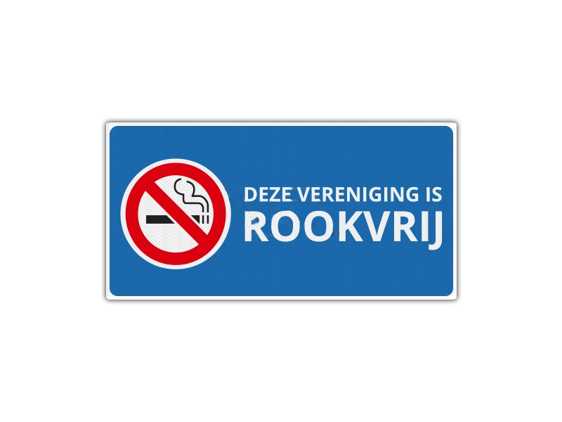 Verkeersbord RV14 - vlak - Deze Vereniging is Rookvrij 40 x 20