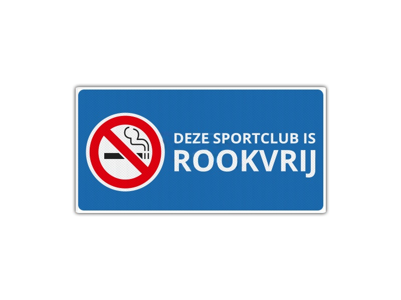 Verkeersbord RV16 - Deze Sportclub is Rookvrij 40 x 20