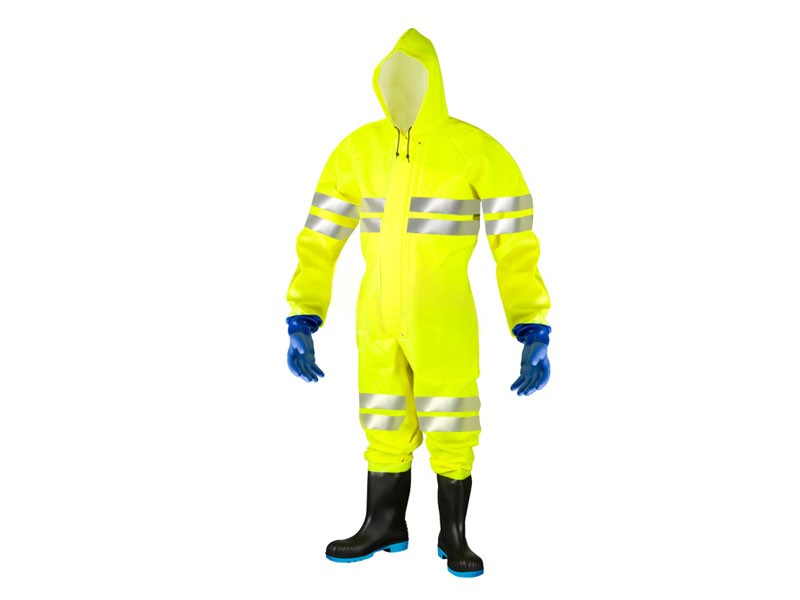 Waadpak coverall Fluor Geel met veiligheidslaarzen (S5)
