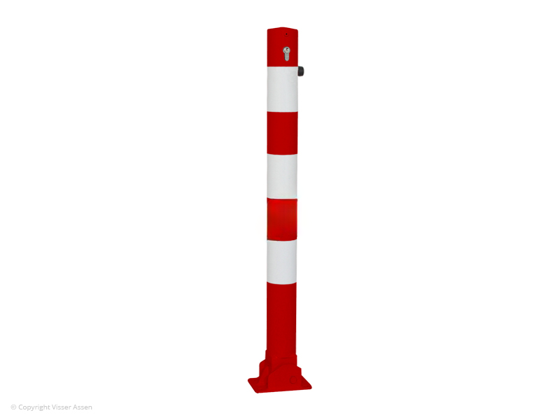 Parkeerpaal klapbaar met voetplaat en cilinderslot Ø 76 mm