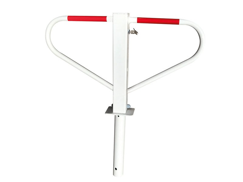 Parkeerbeugel klapbaar rood met grondanker en cilinderslot