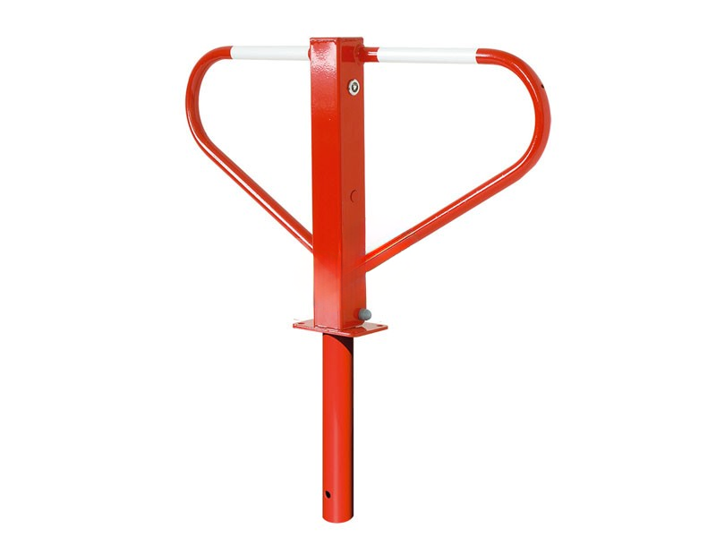 Parkeerbeugel klapbaar rood met grondanker en driehoekslot
