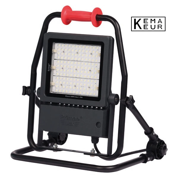 LED bouwlamp op statief WIZARD 100W klasse 2 KEMA-keur | Primaelux 