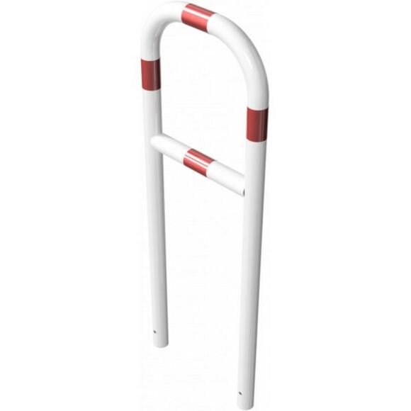 Sluishek wit-rood met dwarsstang 1400mm hoog in beton | ø 60 mm