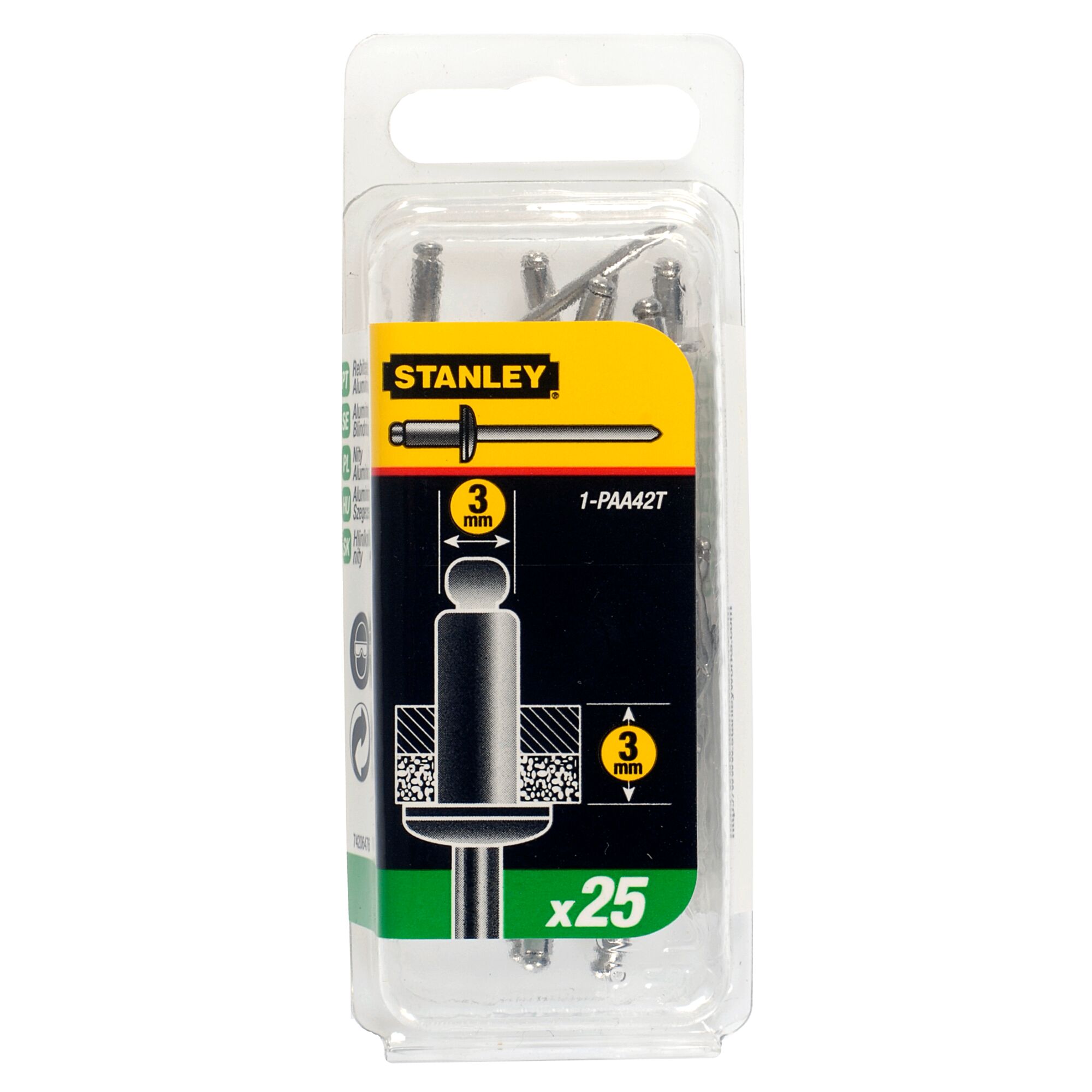 Stanley Popnagels 3x3mm 25 stuks 1-PAA42T