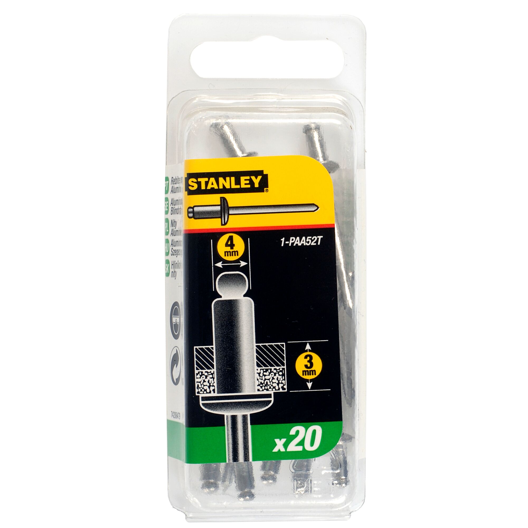 Stanley Popnagels 4x3mm 20 stuks 1-PAA52T