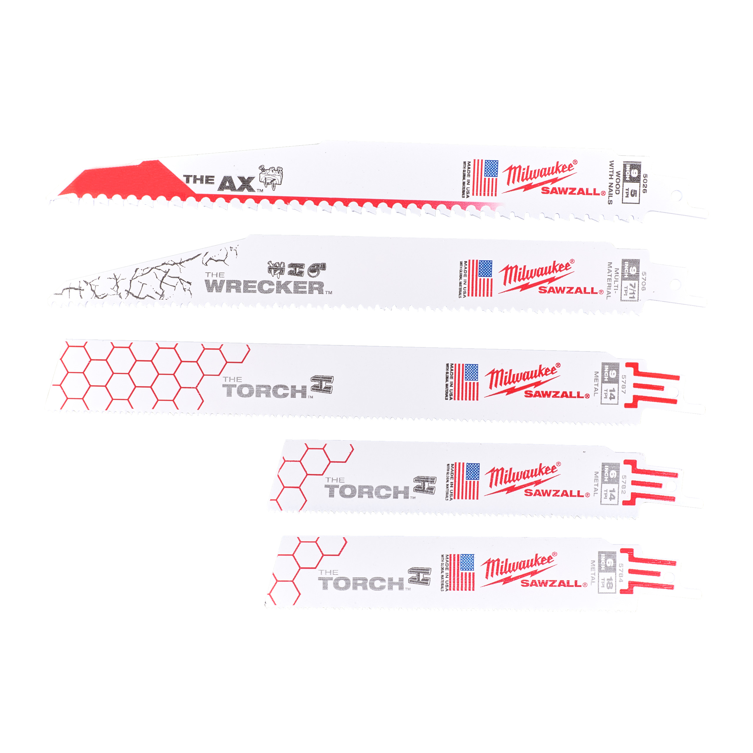 Milwaukee Reciprozaagbladenset Sawzall Ax, Torch, Wrecker 5dlg