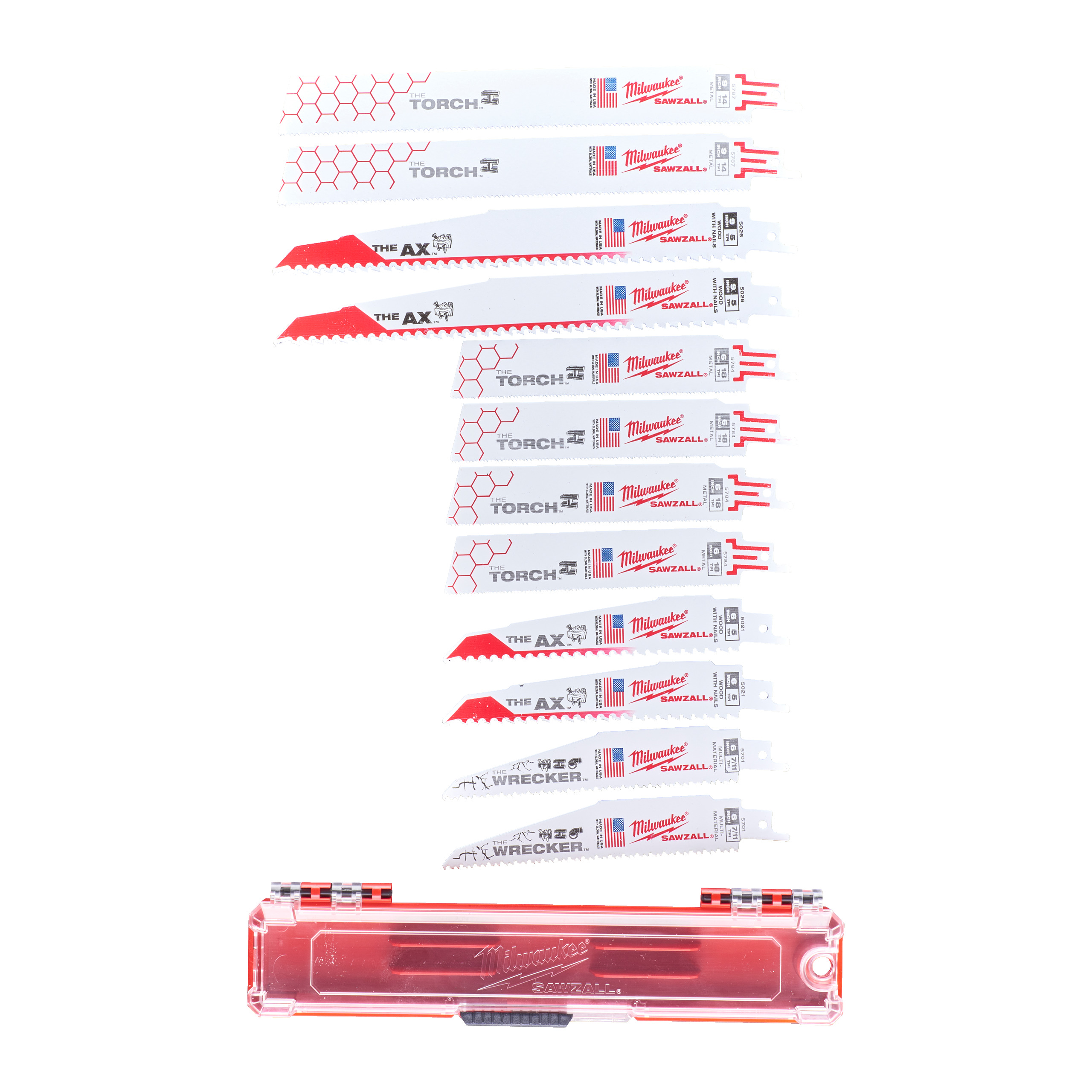 Milwaukee Reciprozaagbladenset Sawzall Ax, Torch, Wrecker (12-delig)