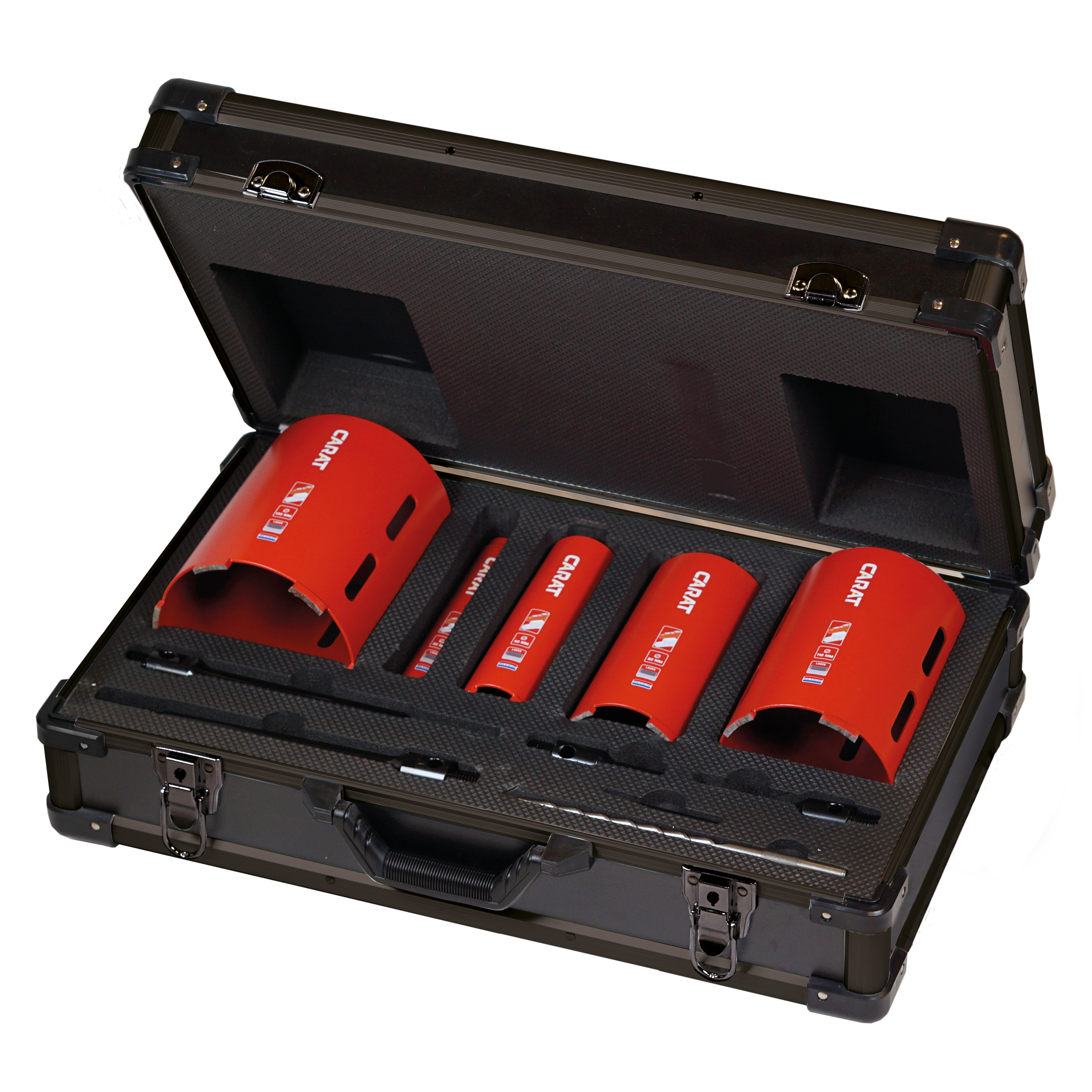  Carat Diamantboorset bak- & kalkzandsteen Ø32-52-82-112-132mm + adapters