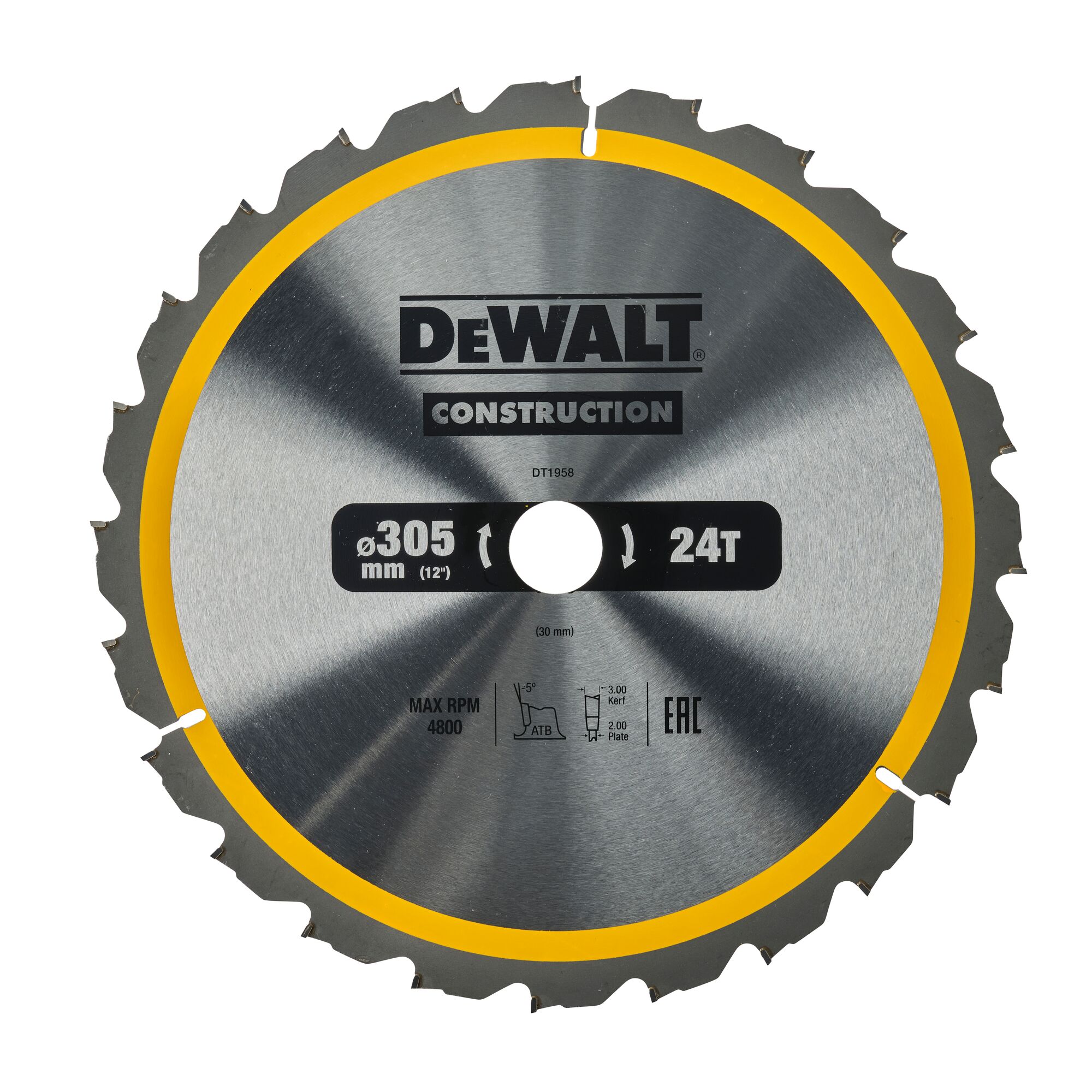 DeWalt Cirkelzaagblad 305x30x3,00 24T Construction DT1958-QZ