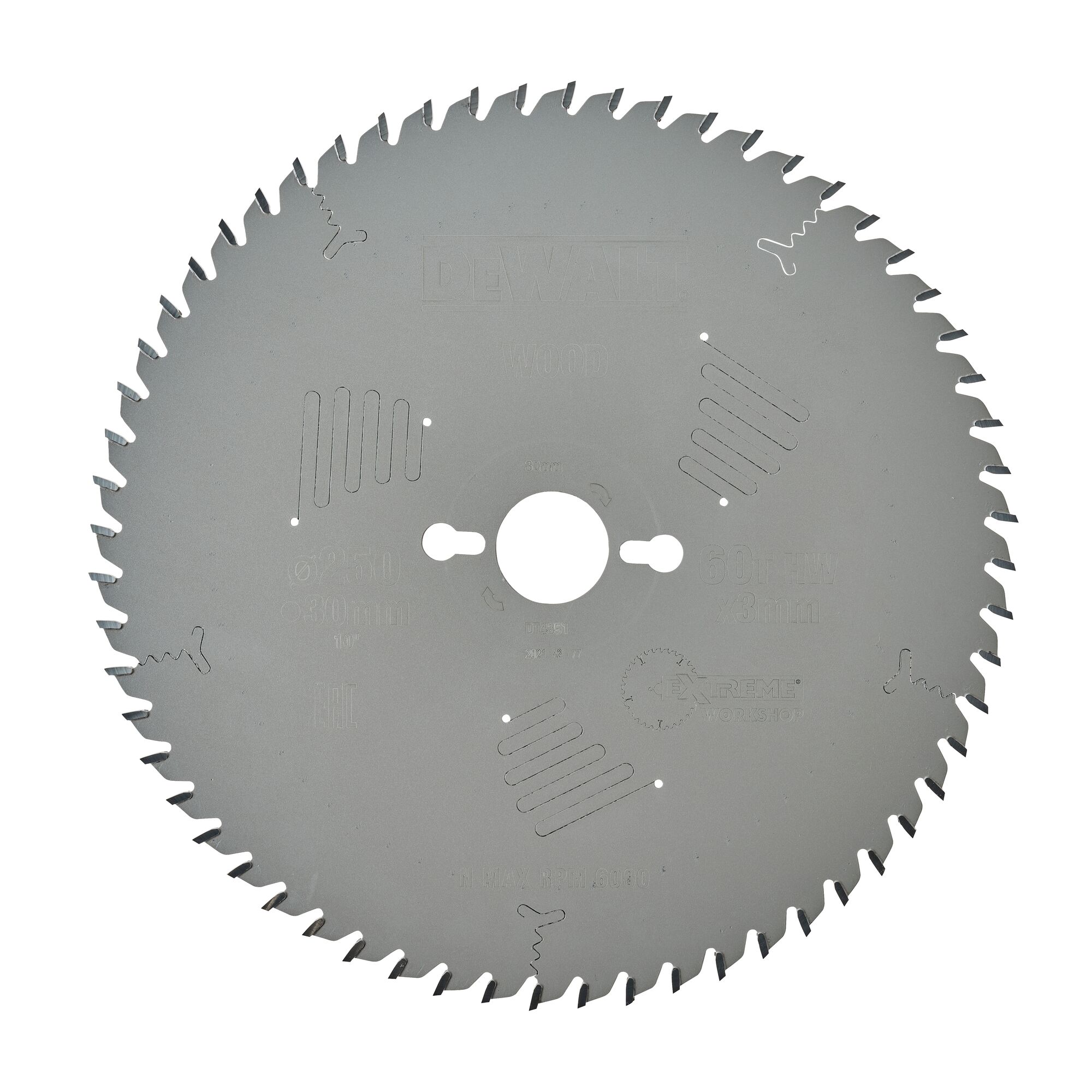 DeWalt Cirkelzaagblad 250x30x3,00 60T wisseltand 10° DT4351-QZ