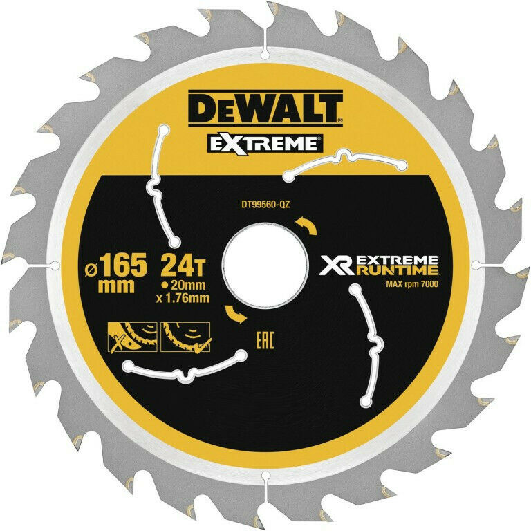 DeWalt Cirkelzaagblad 165x20x1.76 24T Xtreme Runtime DT99560-QZ