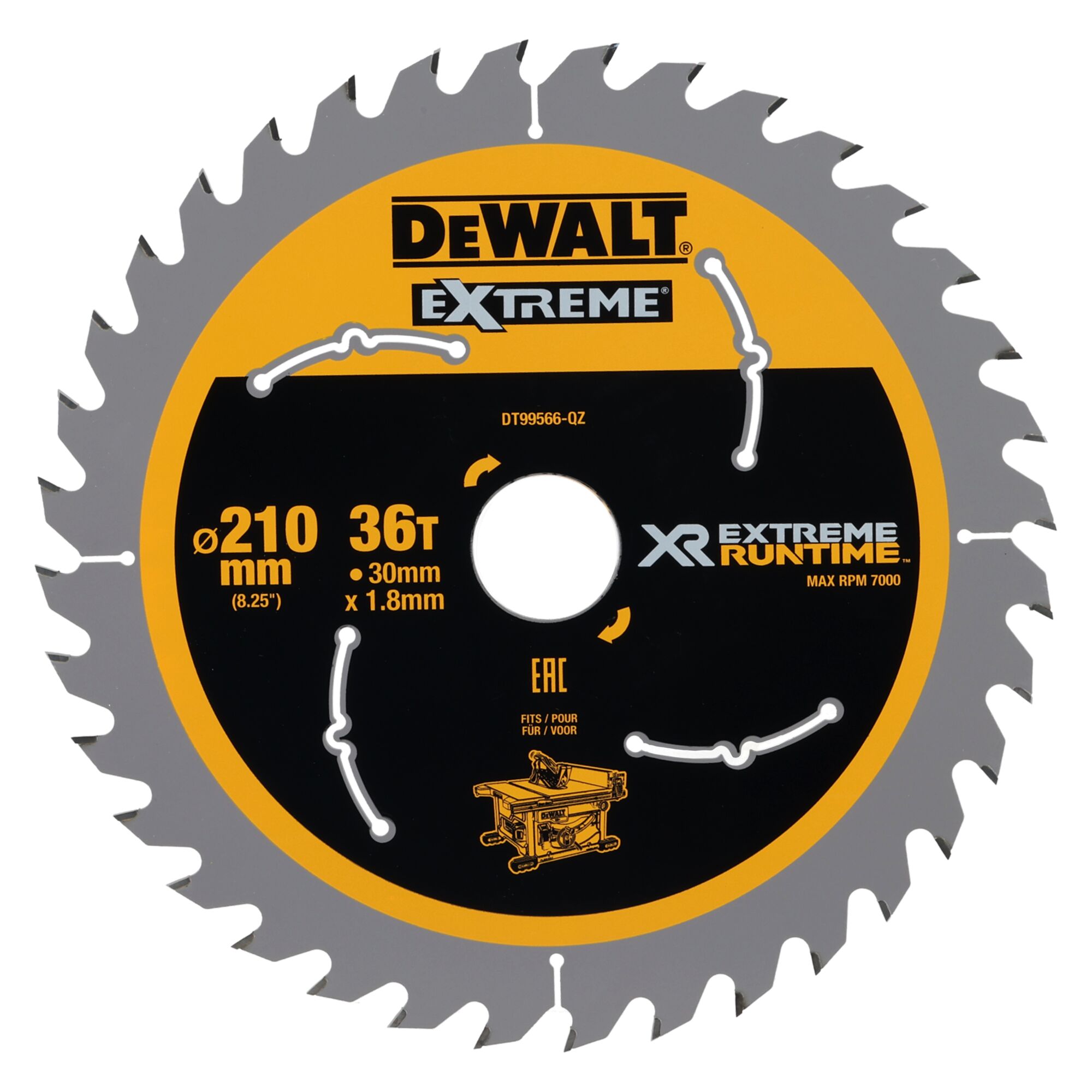 DeWalt Cirkelzaagblad 210x30x1,80 36T Xtreme Runtime DT99566-QZ
