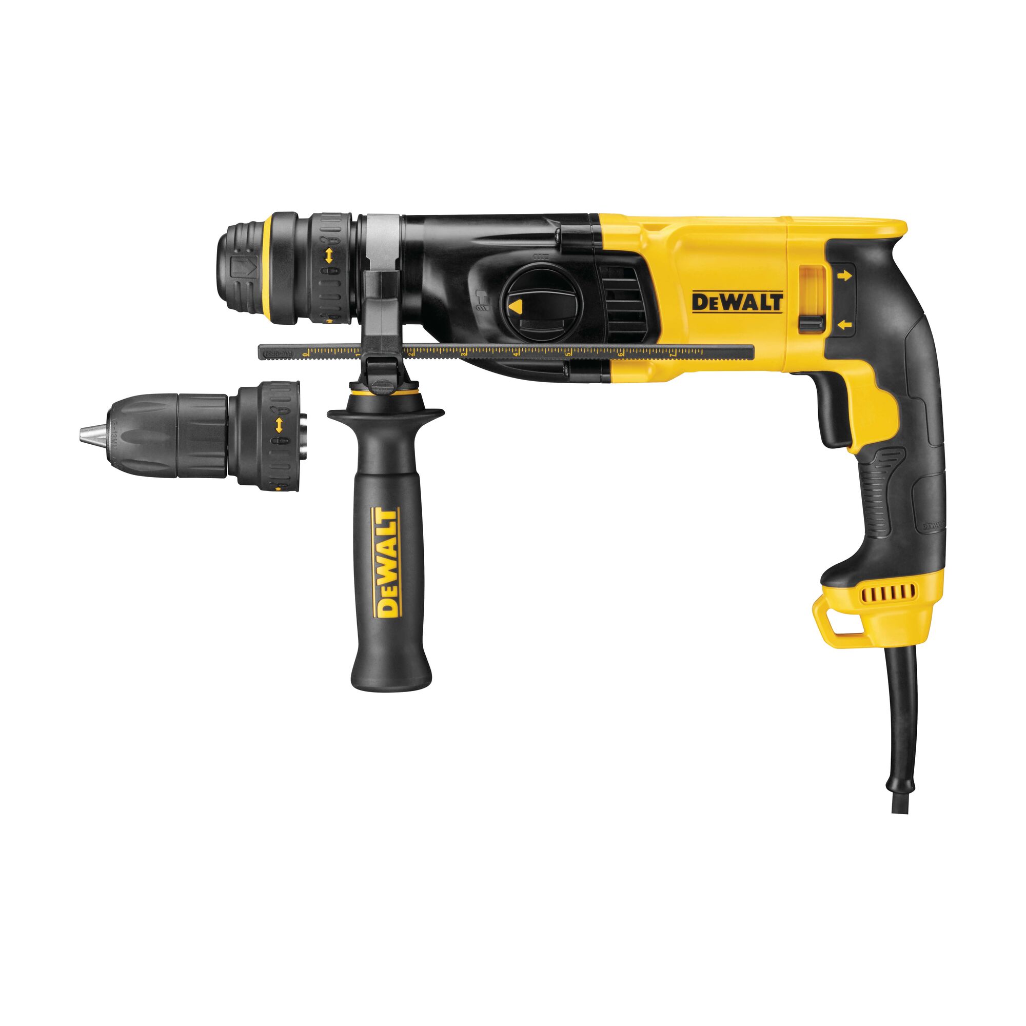 DeWalt combihamer 26mm SDS-plus 2.6J 800W wisselbare boorkop accessoires (3 beitels DT60330-QZ en 5 boren DT60302-QZ) D25134KP-QS