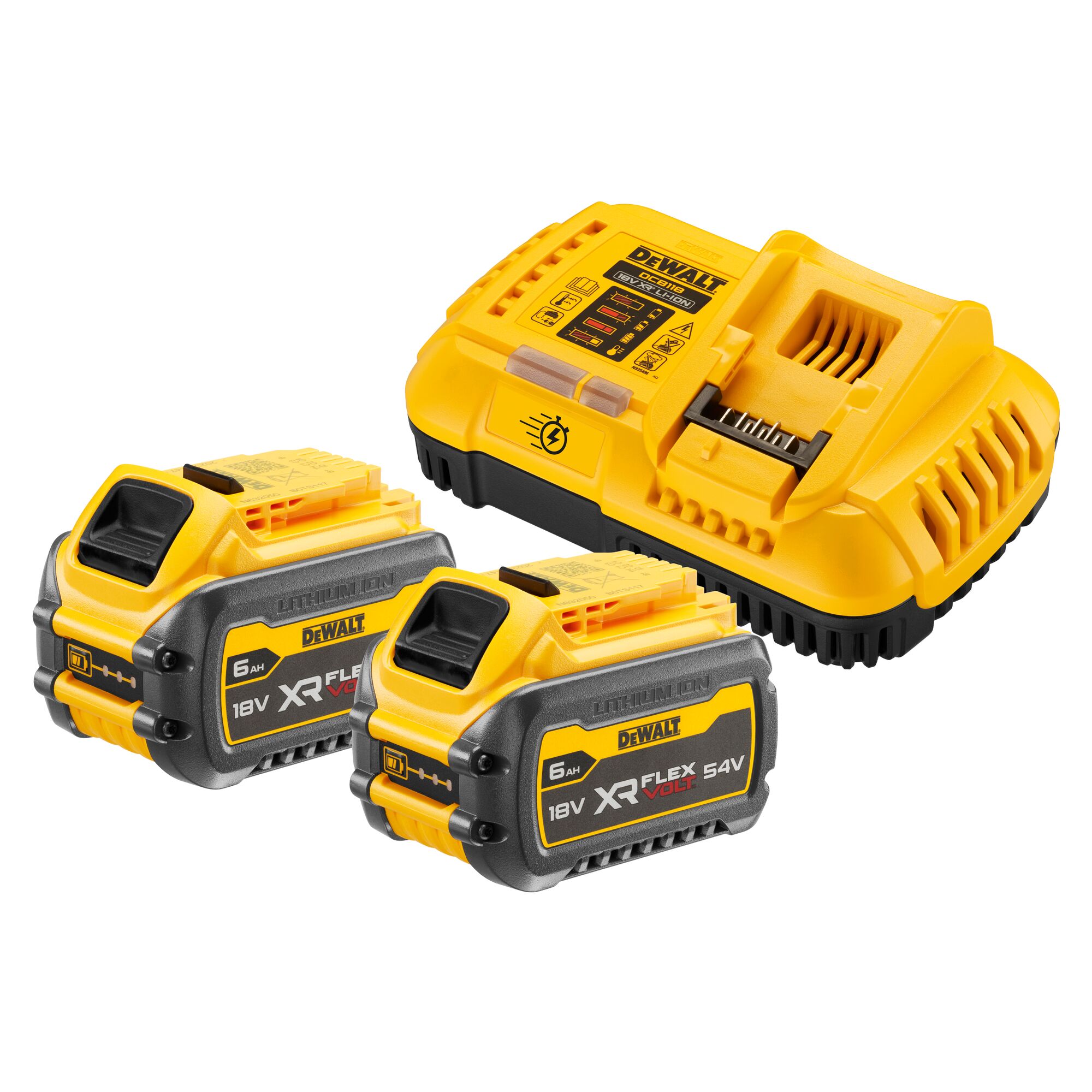 DeWalt 54V startset 2x 6Ah lader 8A Flexvolt DCB118T2-QW