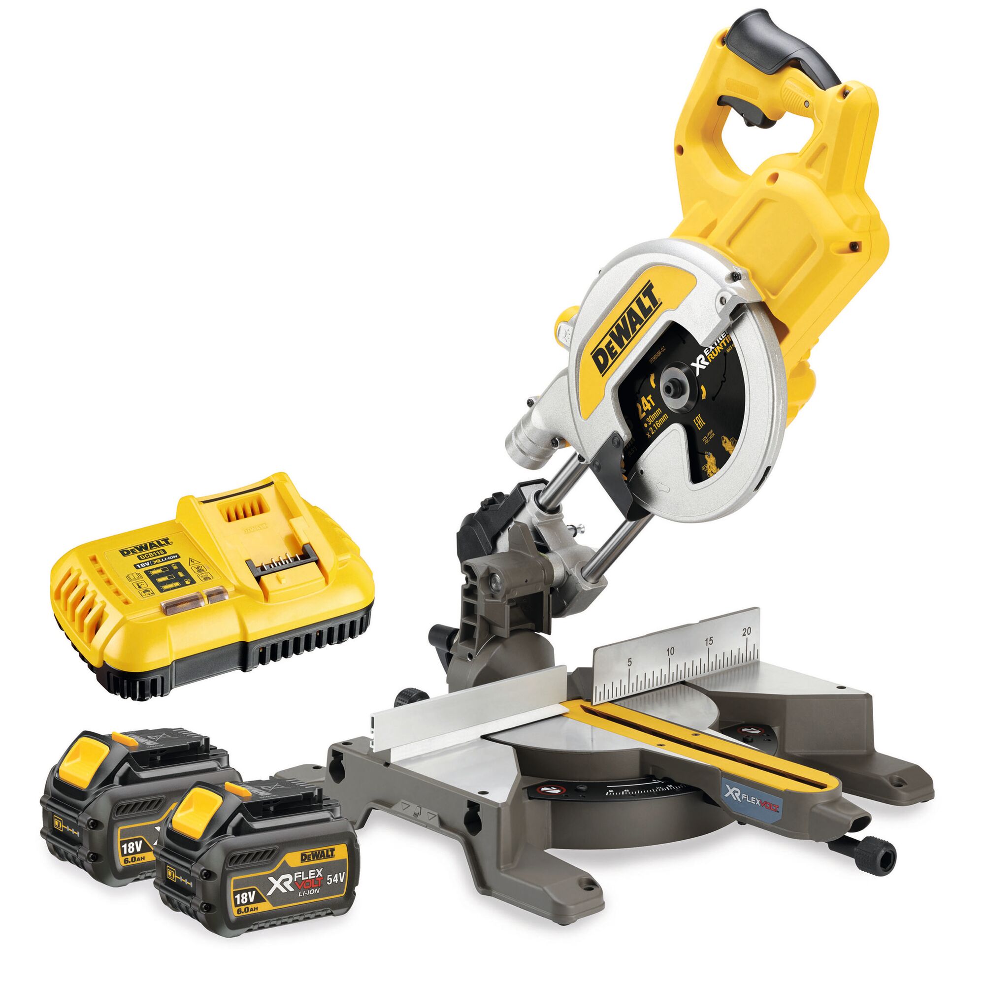 DeWalt 54V afkort-/verstekzaag 216mm XPS Flexvolt 2x 6.0Ah DCS777T2-QW