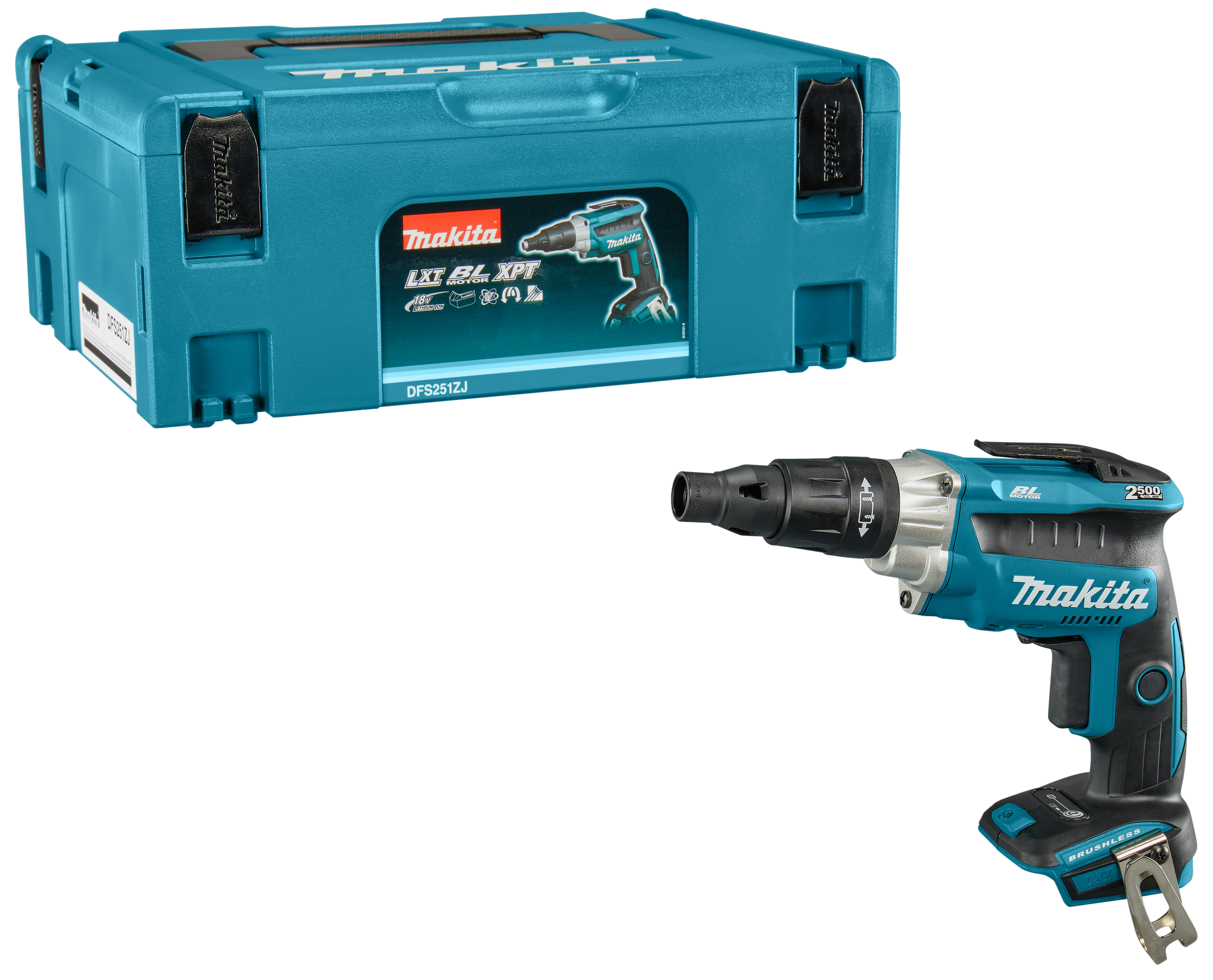 Makita schroefautomaat DFS251ZJ 18V 2500tpm tbv zelftappers