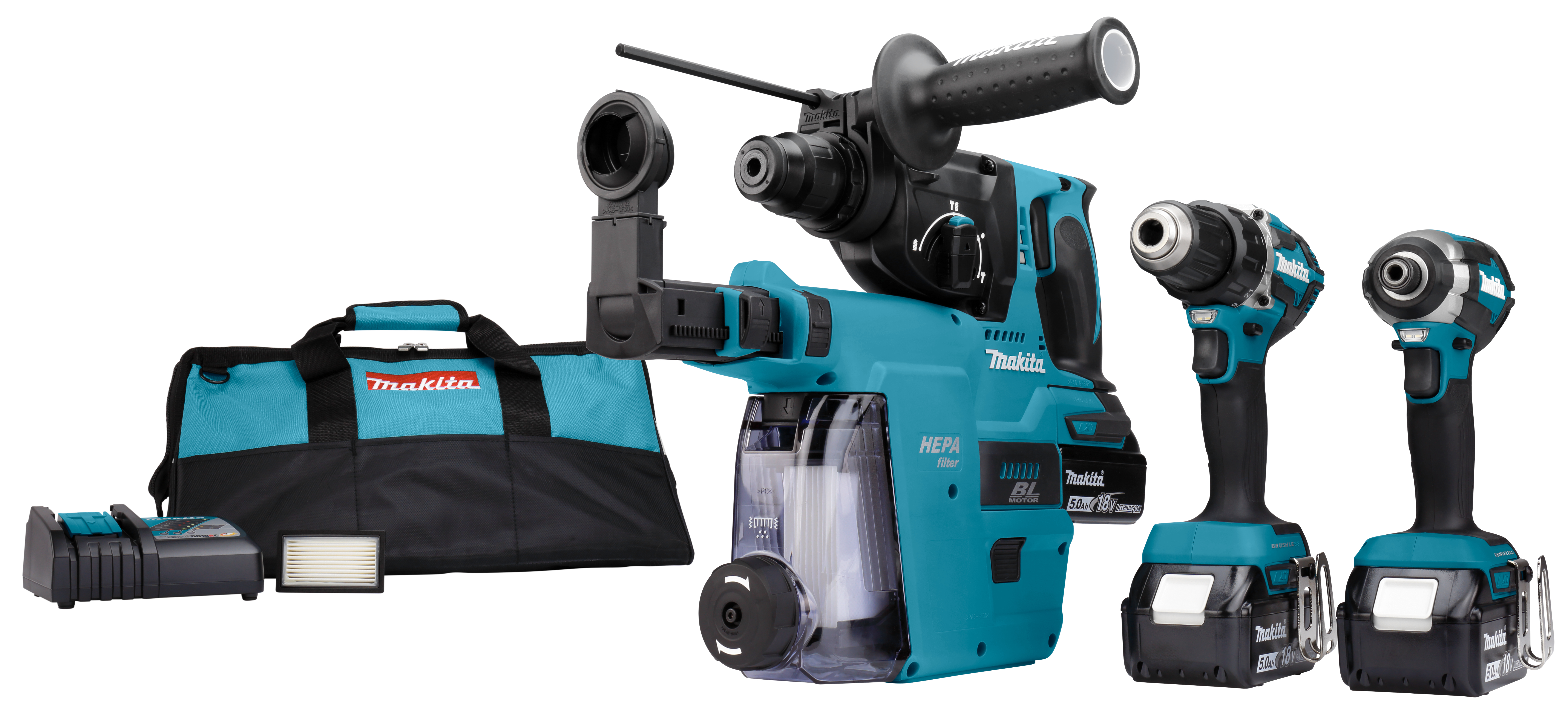 Makita combiset 3-delig DLX3106TW1 18V 3x5.0Ah