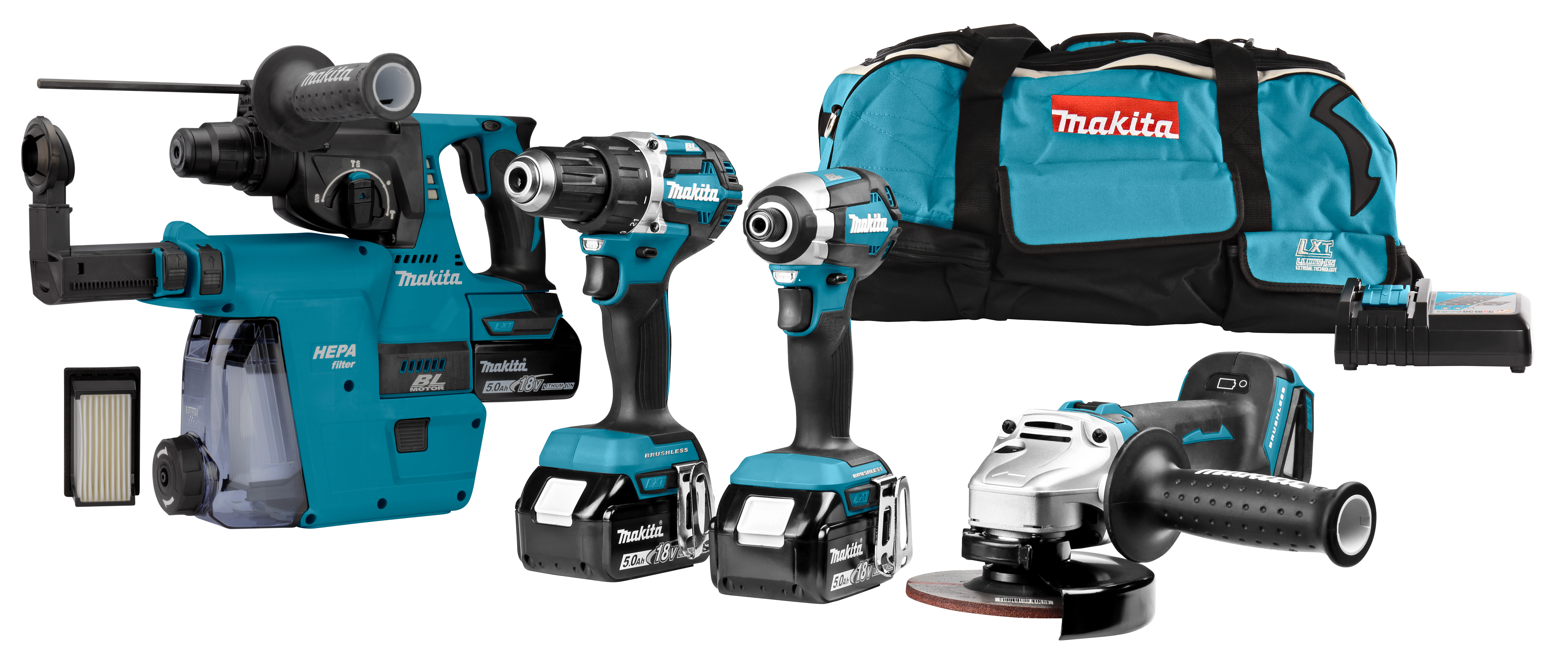 Makita combiset 4-delig DLX4103W 18V 3x5.0Ah