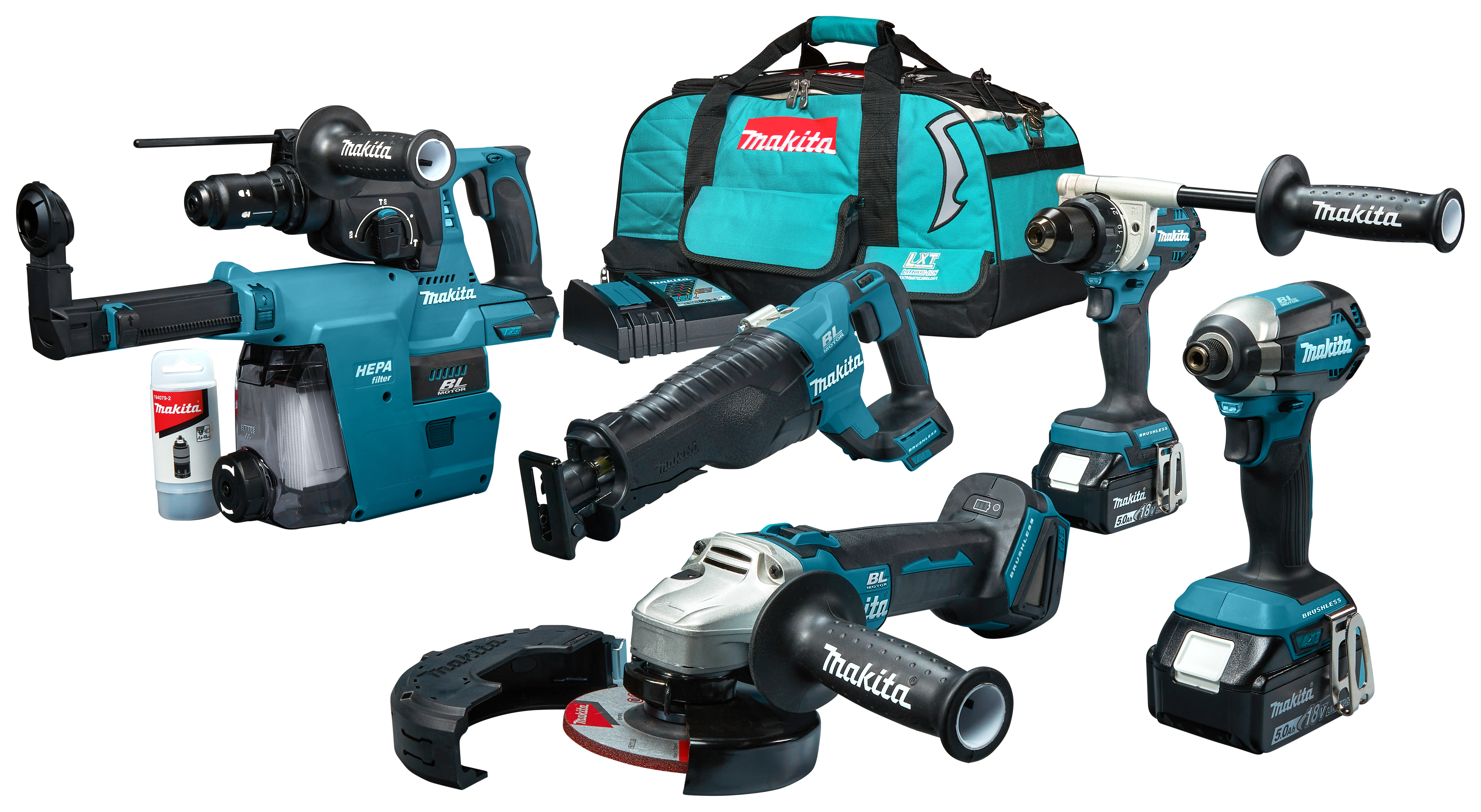 Makita combiset 5-delig DLX5069TX1 18V 2x5.0Ah