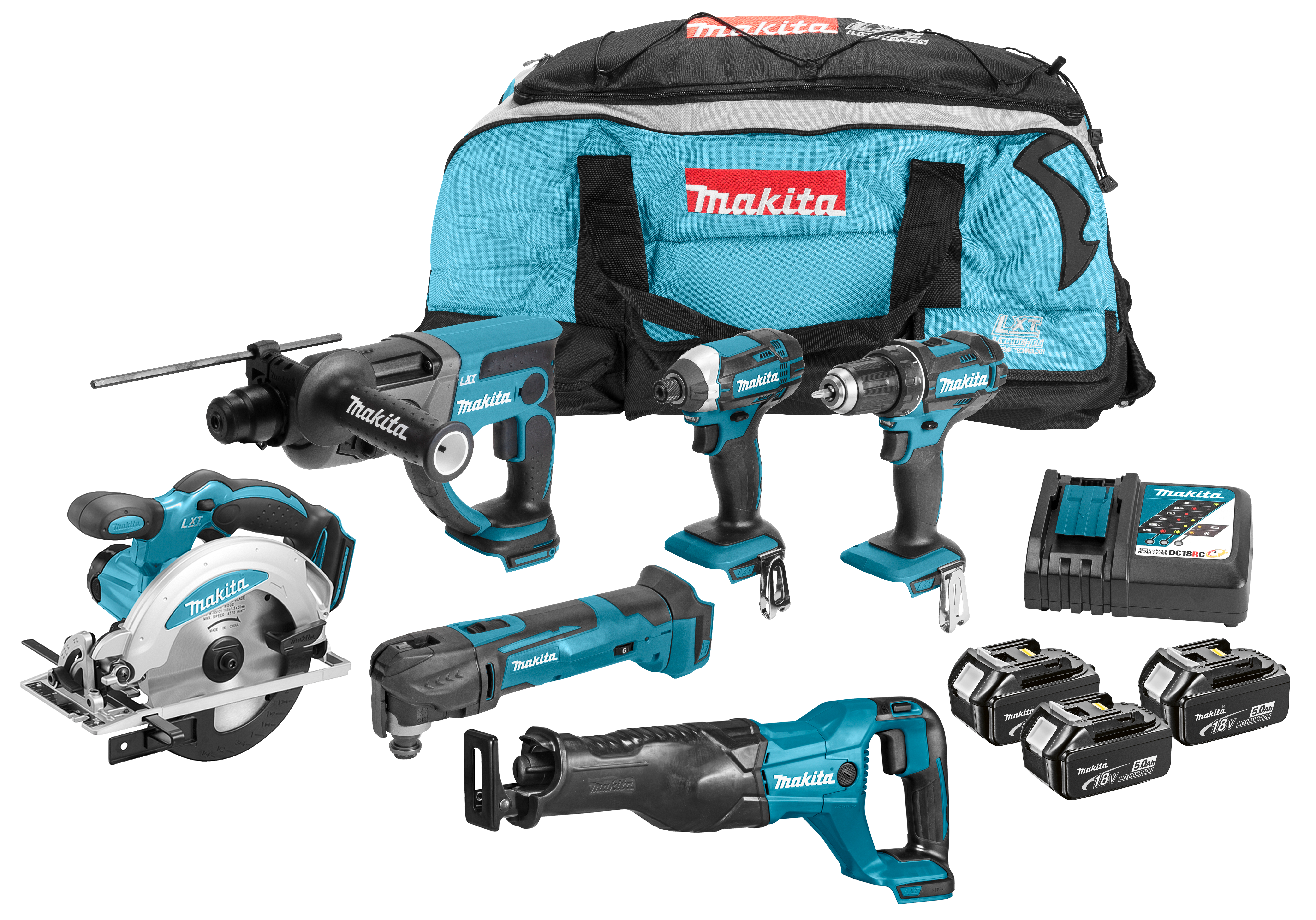 Makita combiset 6-delig DLX6038T 18V 3x5.0Ah
