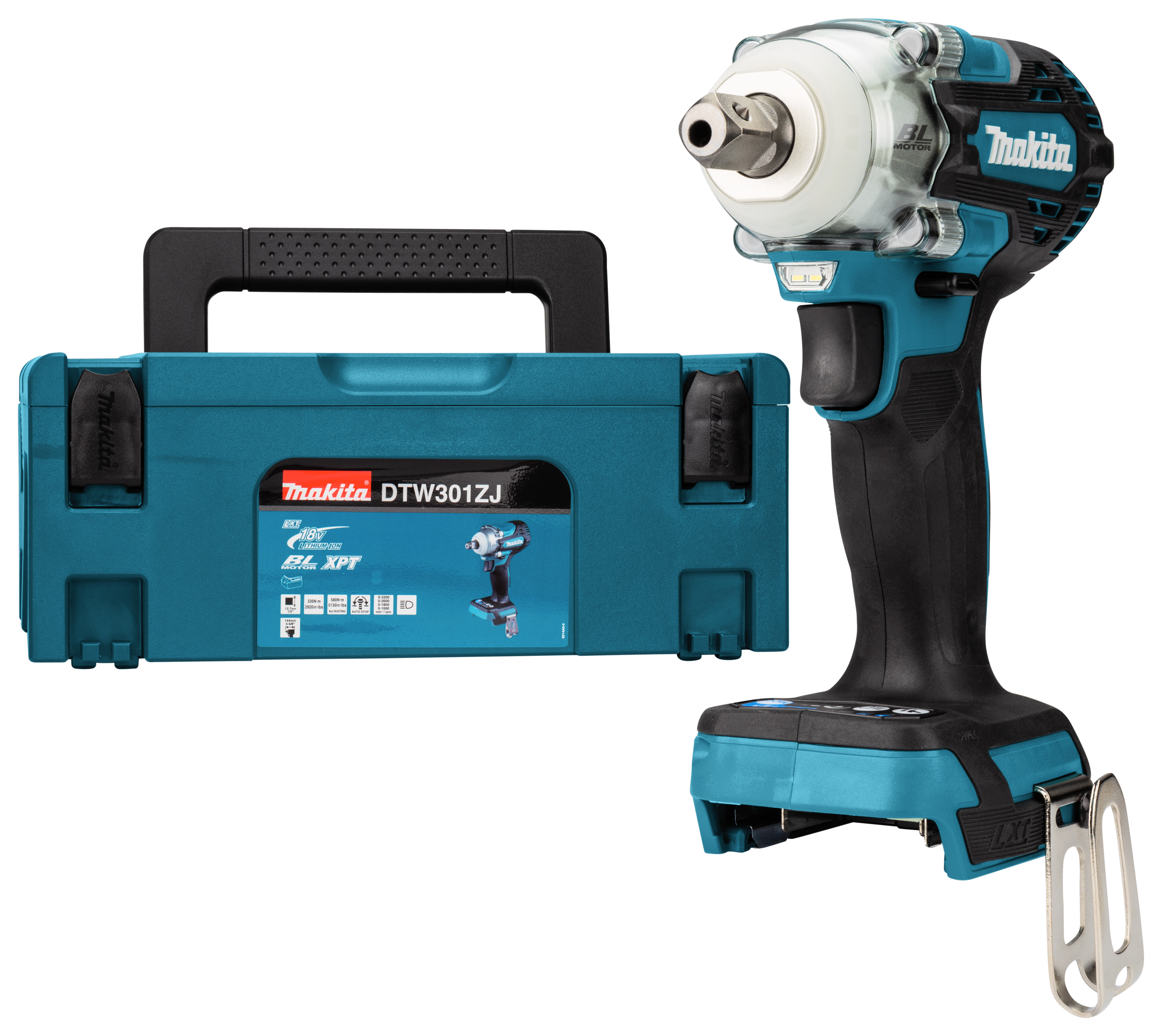 Makita slagmoersleutel 1/2″ DTW301ZJ 18V 330Nm borgpen Mbox