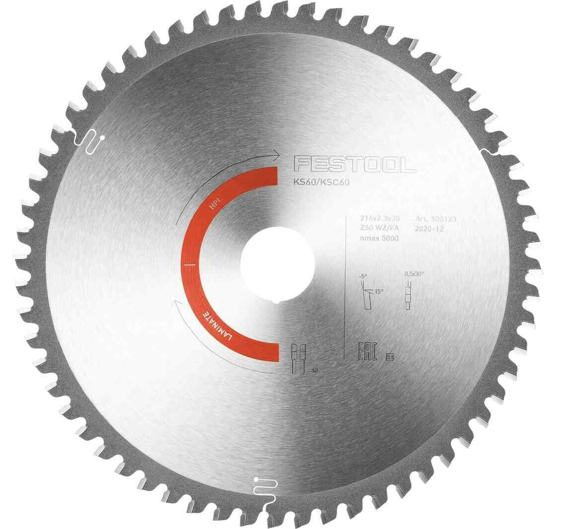 Festool cirkelzaagblad LAMINATE/HPL HW 216x2,3x30 60 tands WZ/FA
