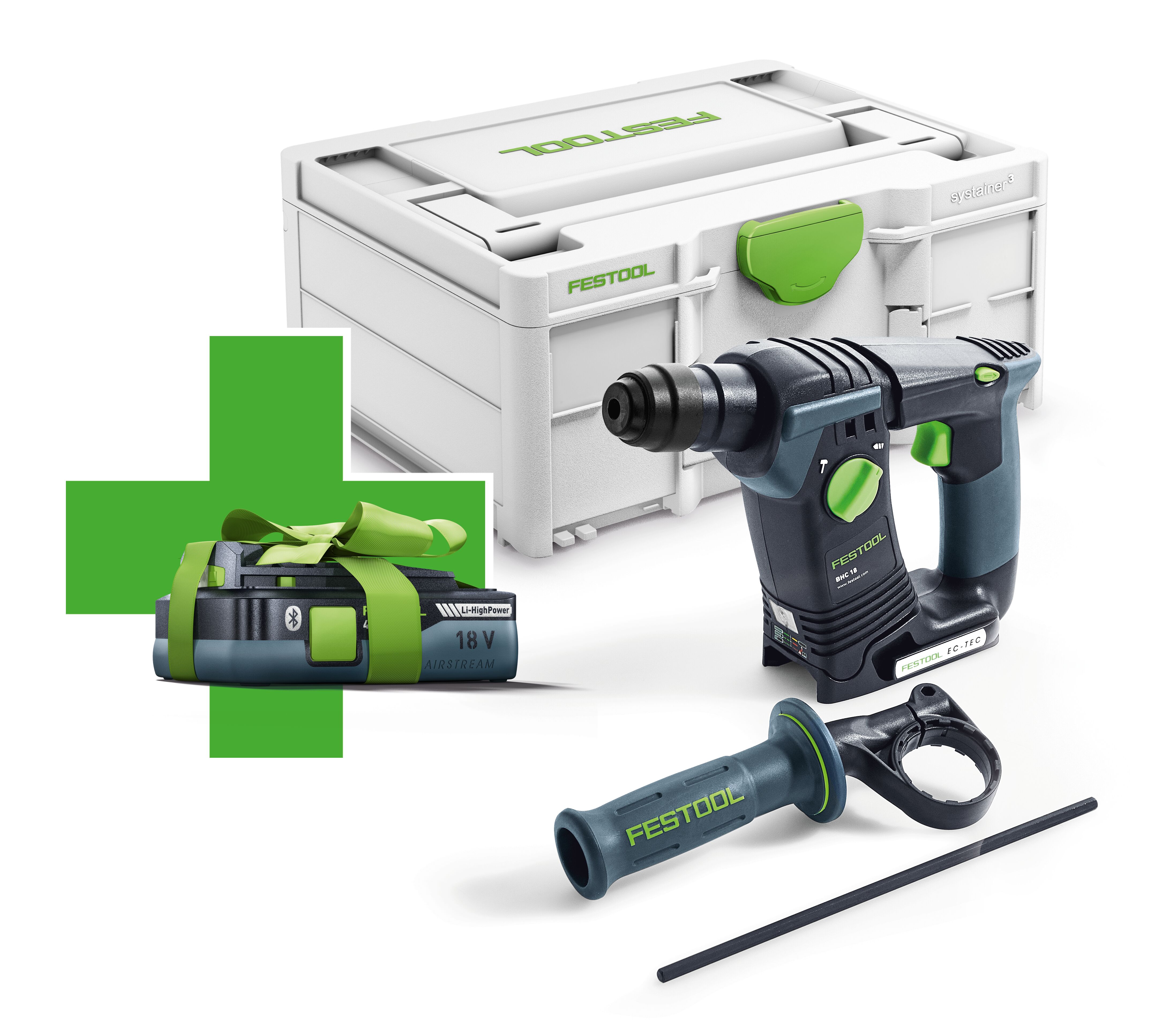 Festool 18V boorhamer 18mm SDS-plus 1.8J + gratis 4,0 Ah 18V BHC 18 Basic-4,0