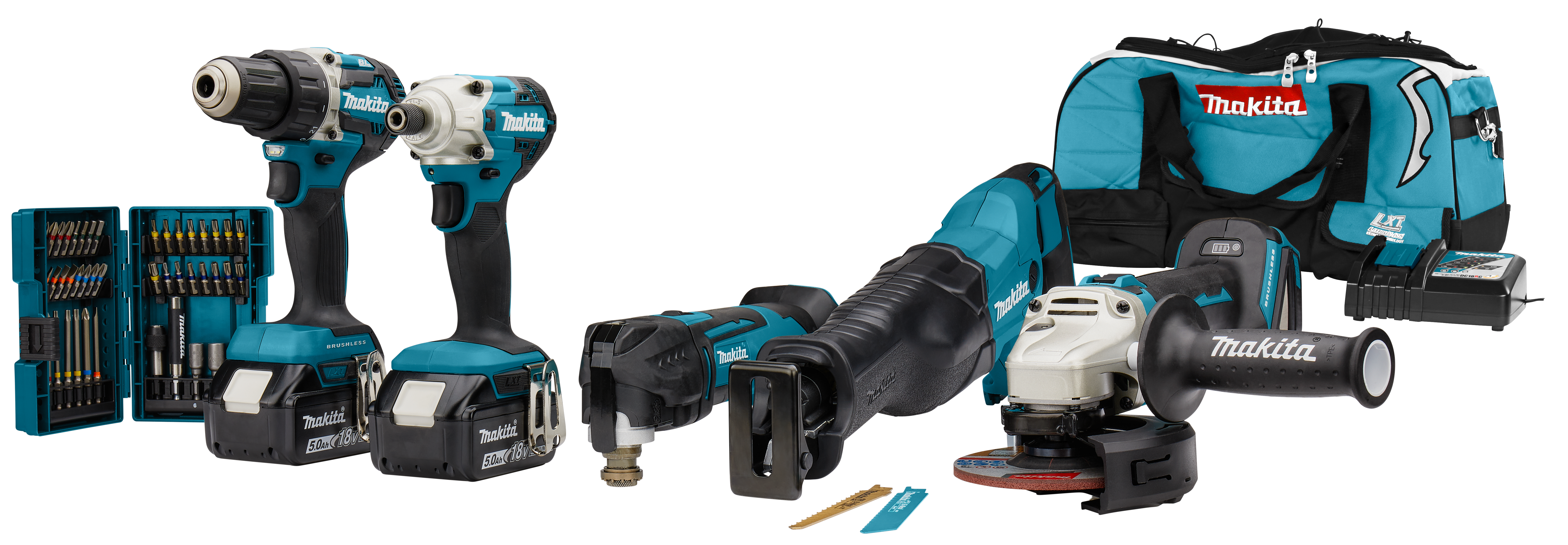 Makita combiset 5-delig DLX5068TX1 18V 2x5.0Ah