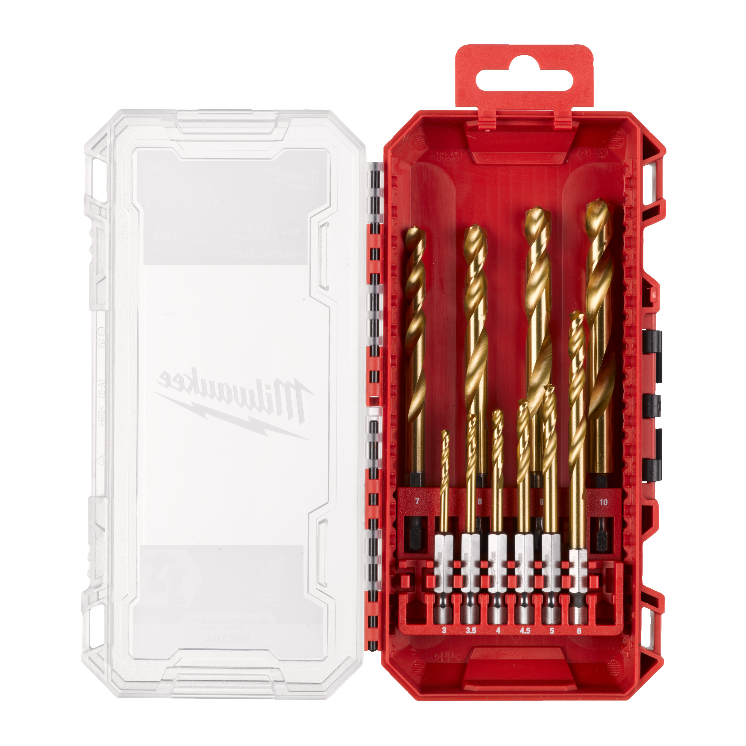 Milwaukee Metaalborenset HSS-G Tin Red Hex SHOCKWAVE Packout ready 10dlg
