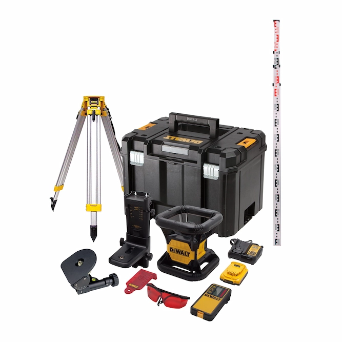 DeWalt roterende laser DCE074D1R-SET rood IP54 incl. statief en meetlat 18V 1x 2.0Ah 