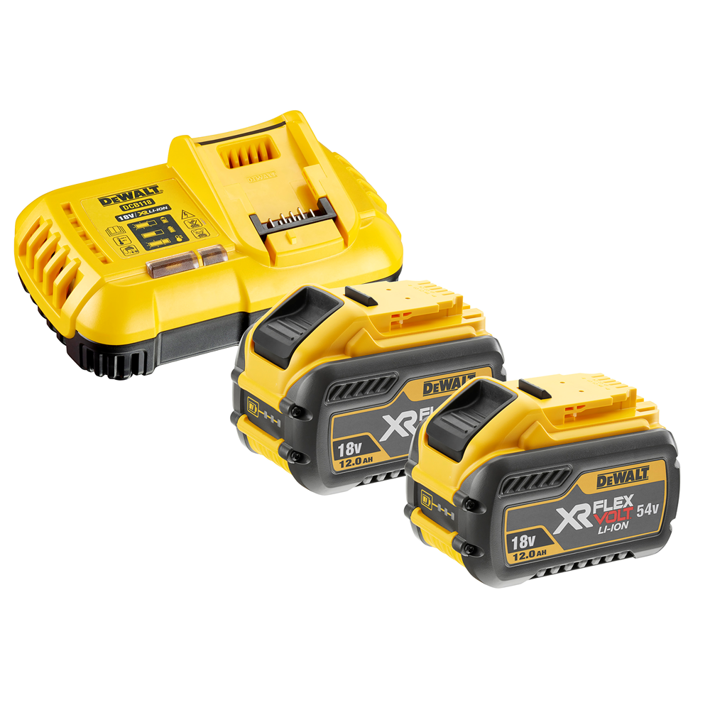 DeWalt 54V startset 2x 12Ah lader 8A Flexvolt DCB118Y2-QW
