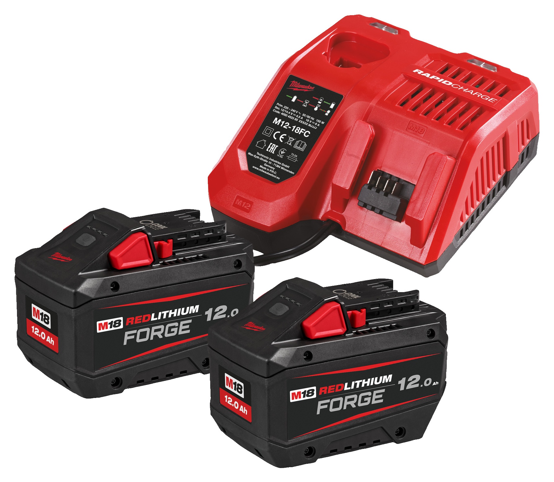 Milwaukee 18V startset 2x 12Ah lader 6A FORGE M18 FORGENRG-122