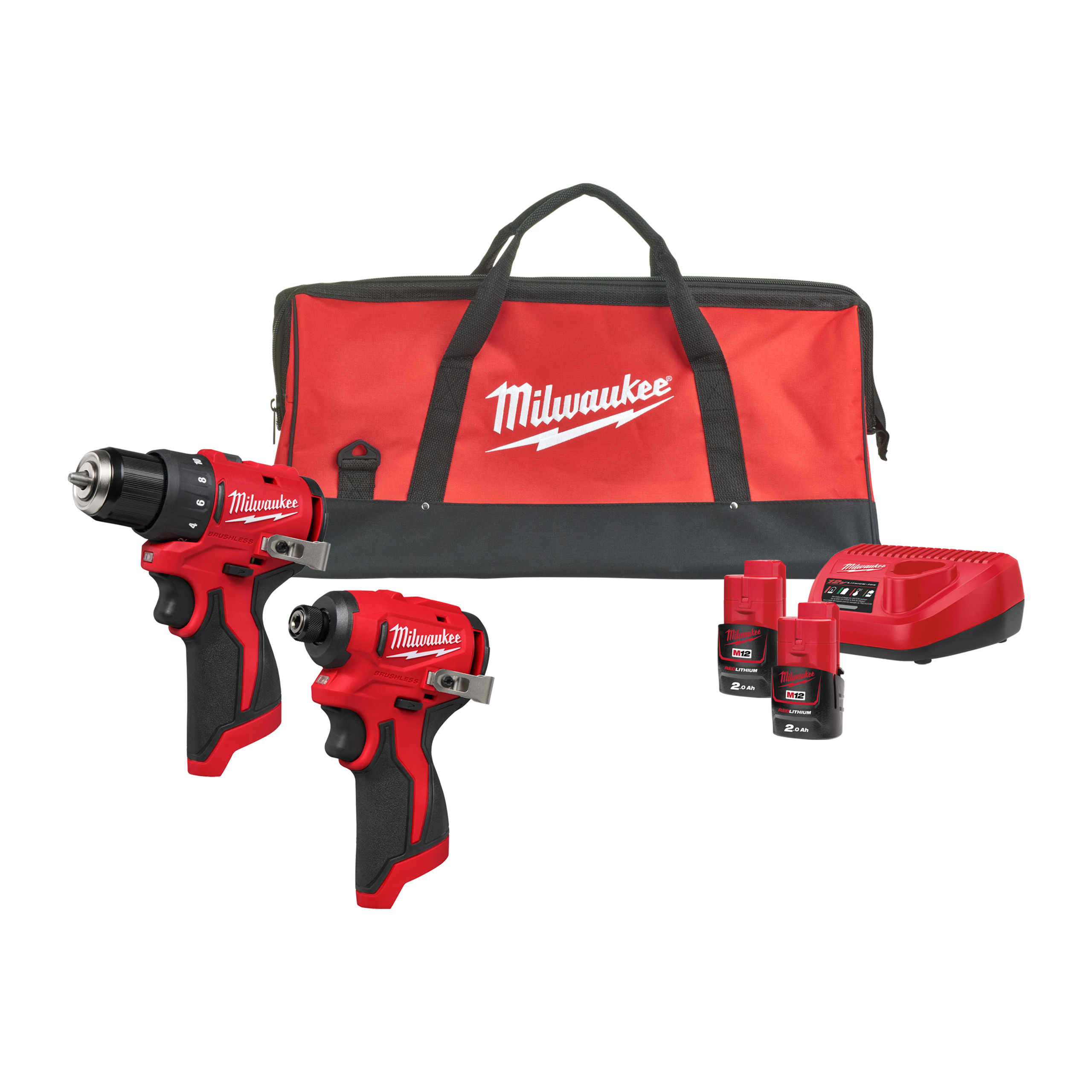 Milwaukee 12V combiset 2-kit M12 BLPP2D-202B