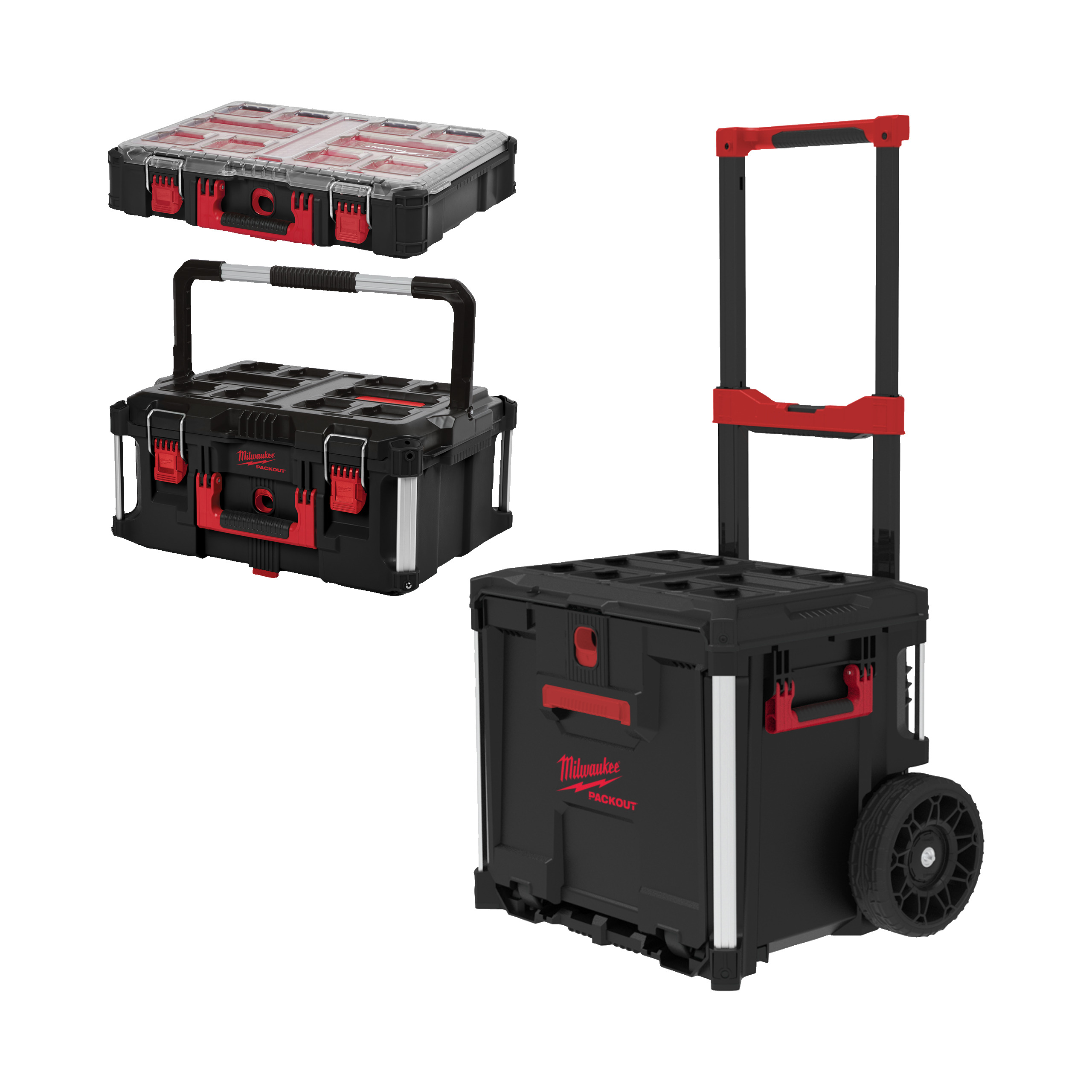 Milwaukee PACKOUT Starter Set 3-delig Trolley met lade, Box Large, Organiser