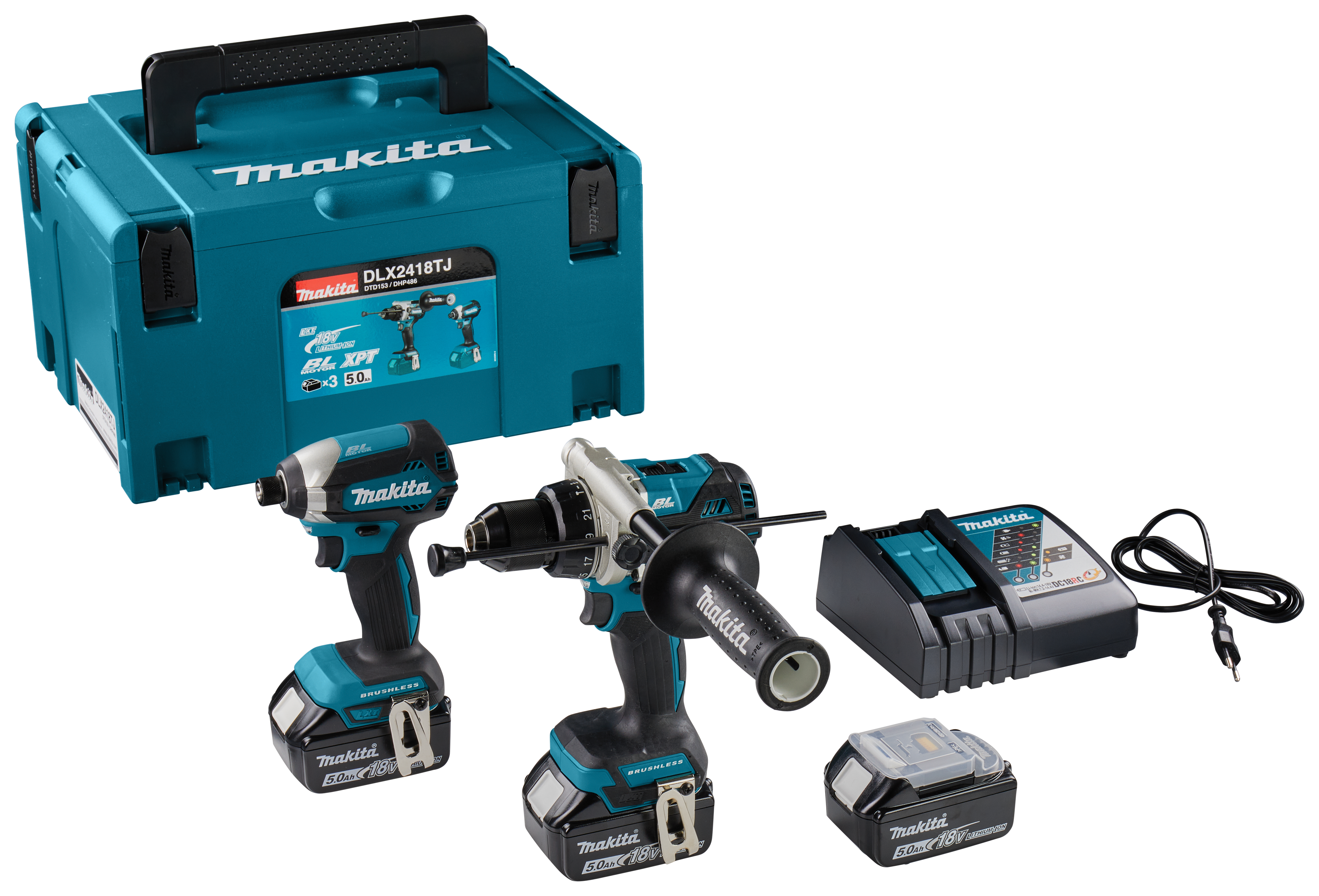 Makita combiset 2-delig DLX2418TJ 18V 3x5.0Ah