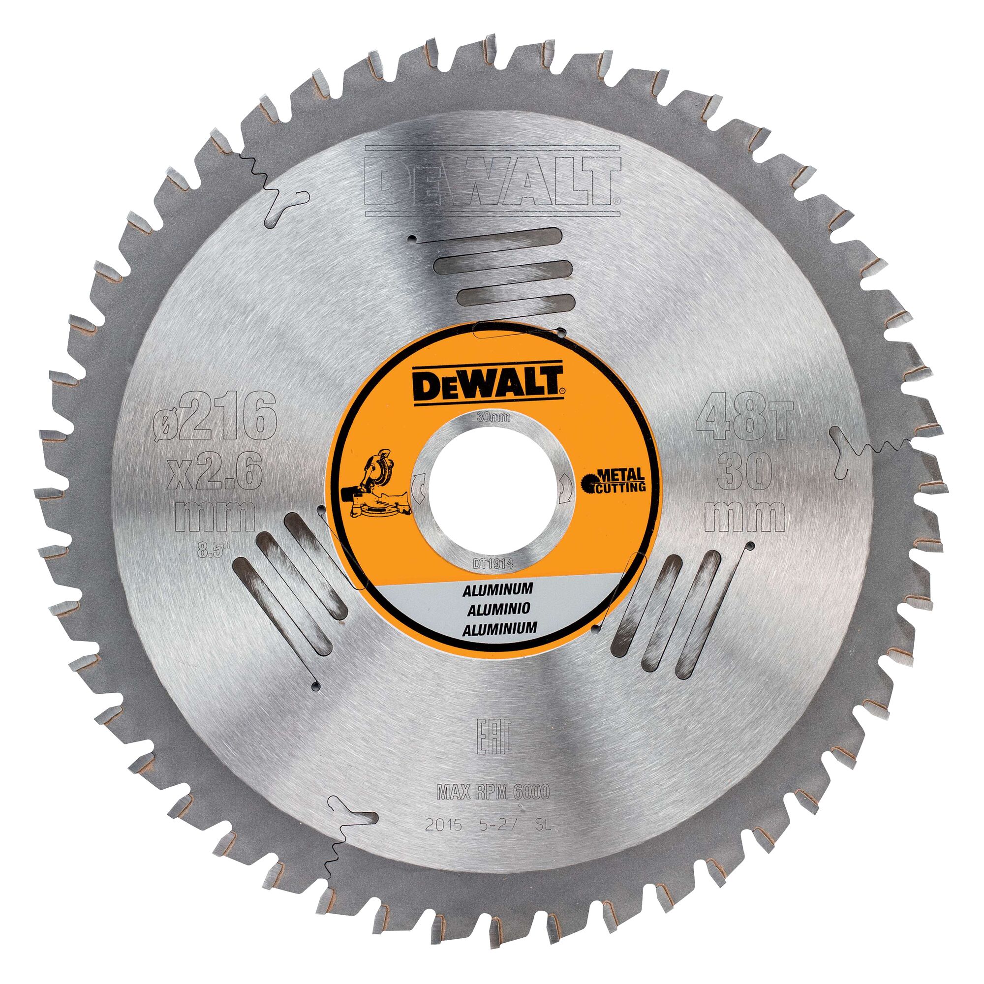 DeWalt Cirkelzaagblad 216x30x2.60 48T Aluminium TCG -5° DT1914-QZ