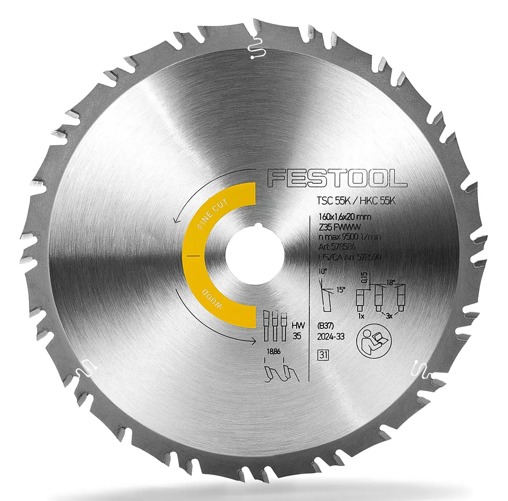 Festool cirkelzaagblad WOOD FINE CUT HW 160x1,6x20 35 tands FWWW