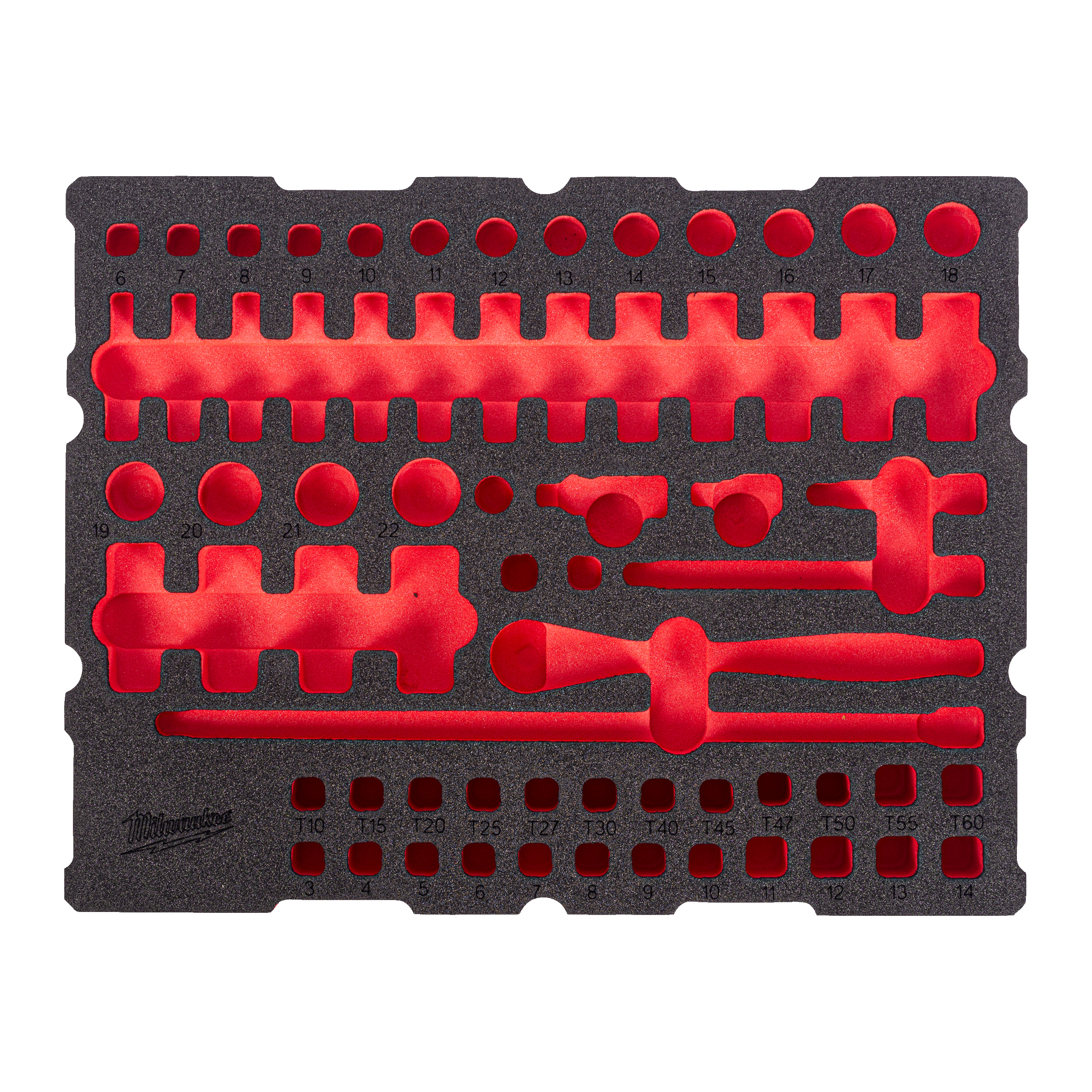 Milwaukee Foam Inlay PACKOUT ¼” ratel- en dopsleutelset (68-delig)