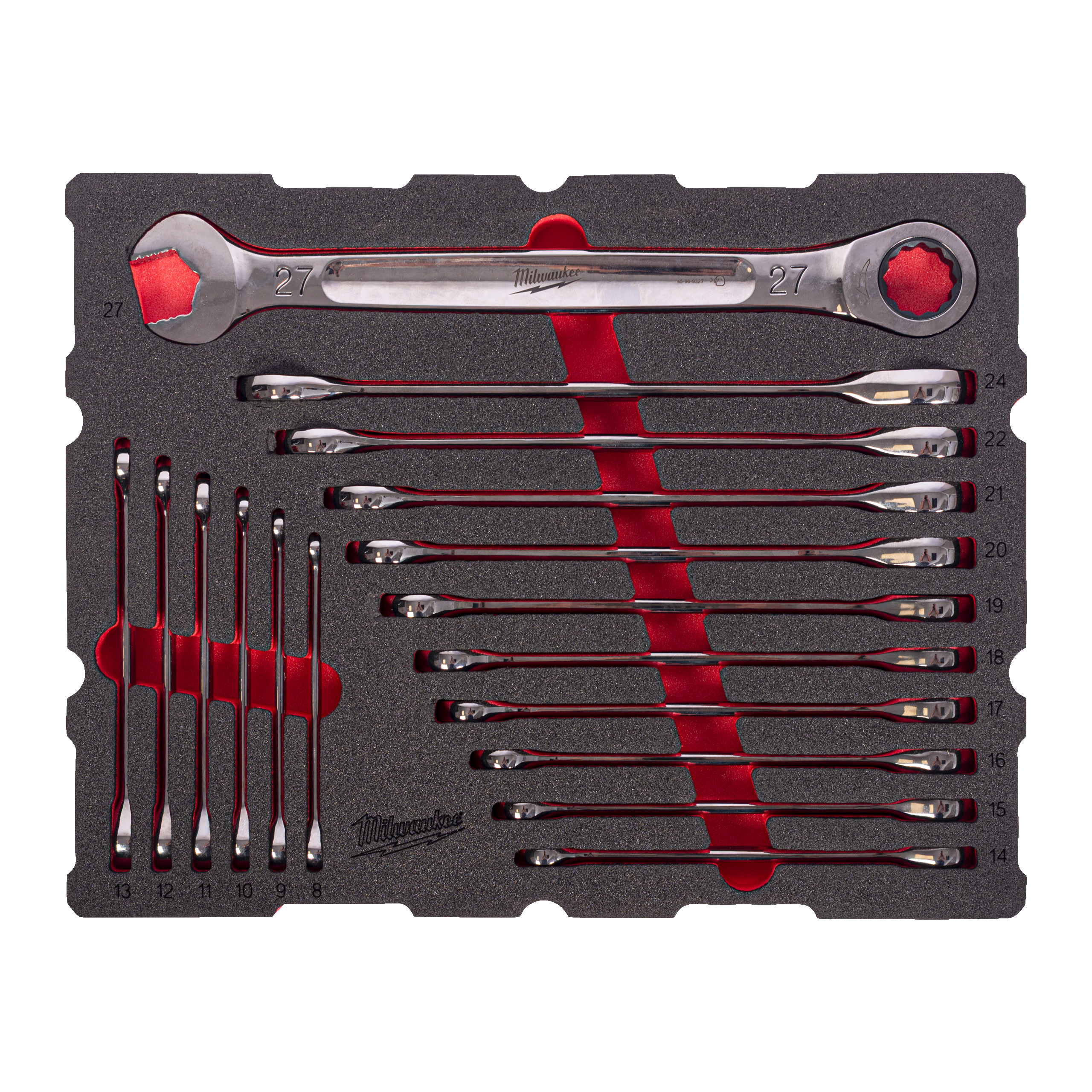 Milwaukee Foam Inlay PACKOUT MAX BITE ratel-combinatiesleutelset (17-delig)