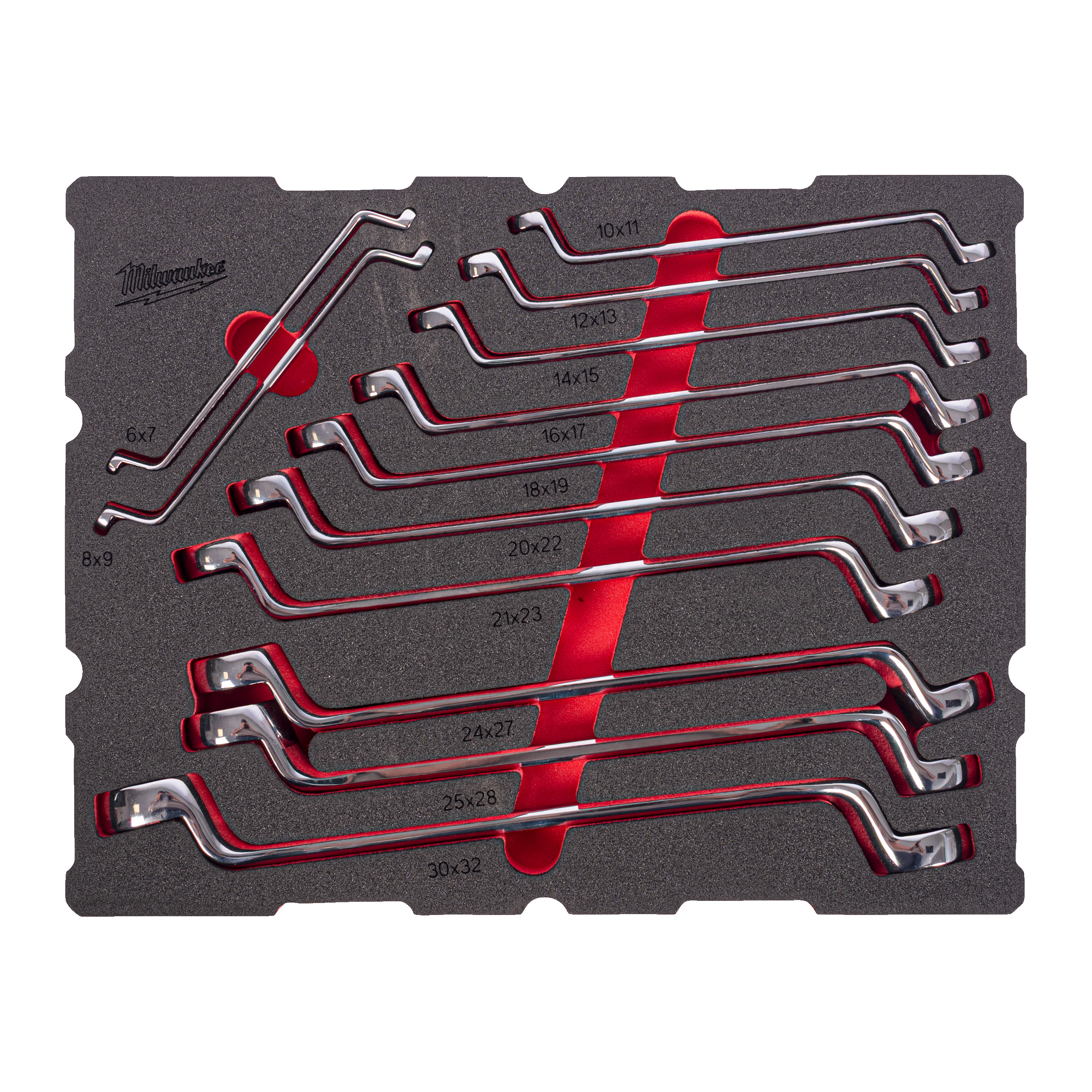 Milwaukee Foam Inlay PACKOUT dubbel ringsleutelset met offset (12-delig)