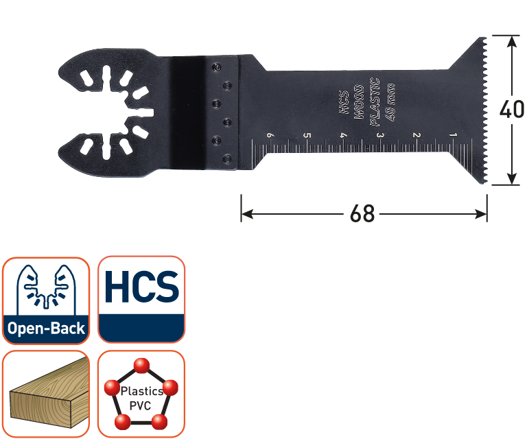 Rotec multitool Open-Back invalzaagblad HCS Hout 40x68mm