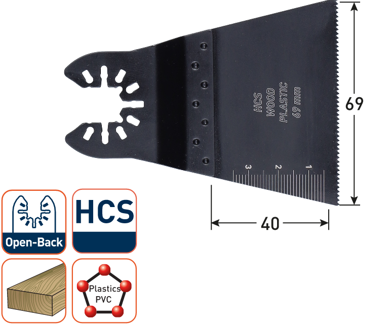 Rotec multitool Open-Back invalzaagblad HCS Hout 69x40mm