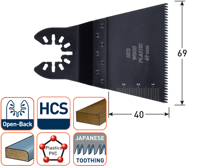 Rotec multitool Open-Back invalzaagblad BIM Hout/Metaal 69x40mm