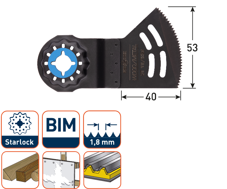 Rotec multitool Starlock invalzaagblad BIM Hout/Abras. 53x40mm